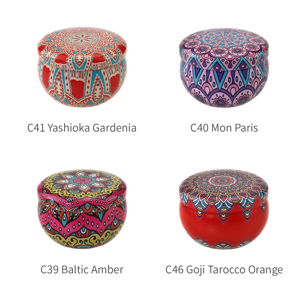 Ready to ship! 4 things. Boxed, Mon/Orange Scents Pairs, Luxury Metal Tin, 4.4 Oz, Scented Soy Candles, Gift Set