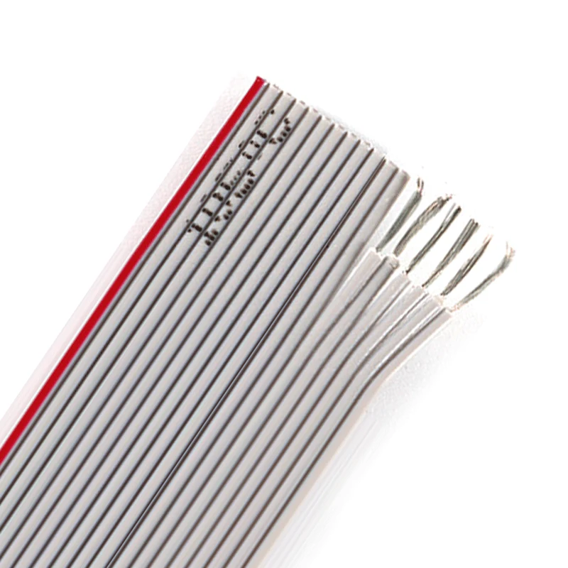 Multi Pin Electrical Flat Wire UL2651 300V 1.27mm 2.54mm Flexible PVC Insulated Grey Flat Cable