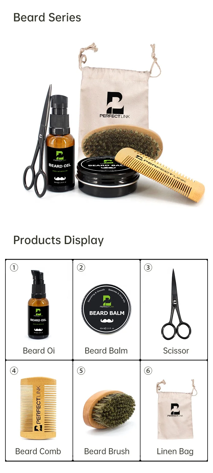 Natural Beard Care Oil Set 100% Natural Private Label 3pcs Beard Derma Roller Beard Growth Oil Kit