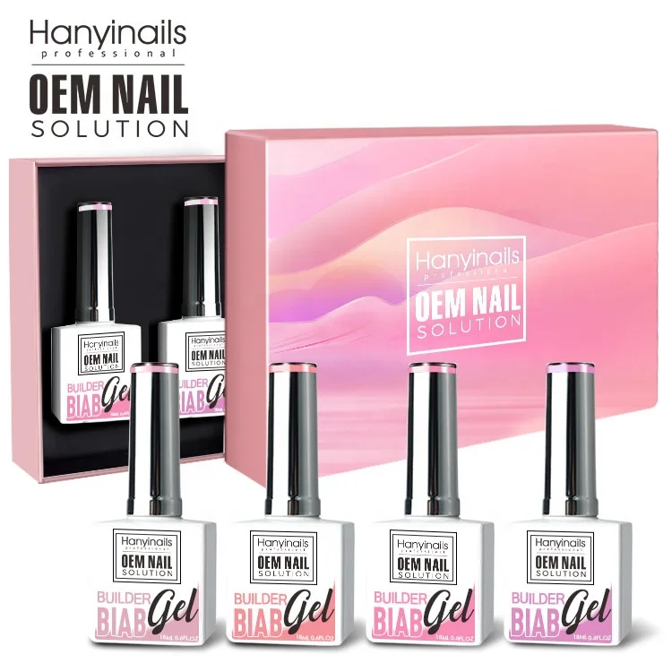 Hanyinails Private Label Rubber Base New Design Custom Thick Hema Free Base Coat nude pink nail Gel Polish  Extend Biab  Gel