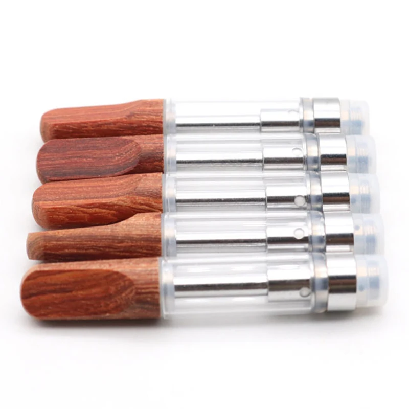 Дешевая цена, хорошее качество, деревянный наконечник, толстый картридж CBD, 0,5 мл, 0,8 мл, 1 мл, керамическая катушка, картридж для вейпа 510