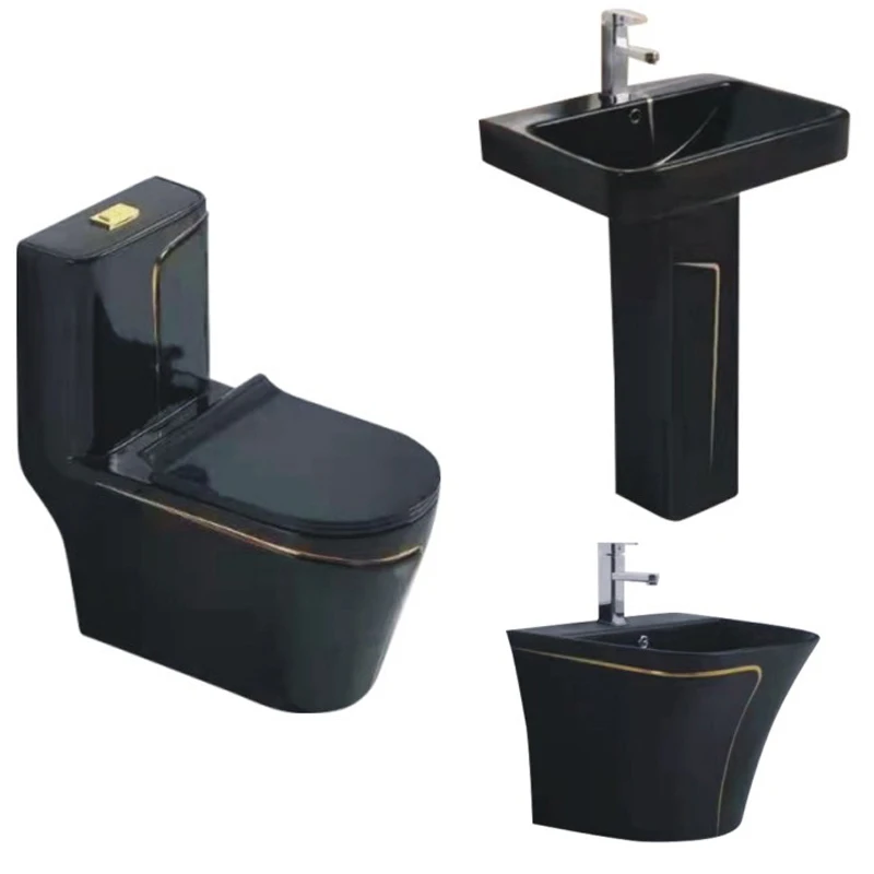 Modern Design WC Toilet Bowl Stand Sink and Wall hung Basin Set Modern Design full bathroom set with toilet seat For Bathroom