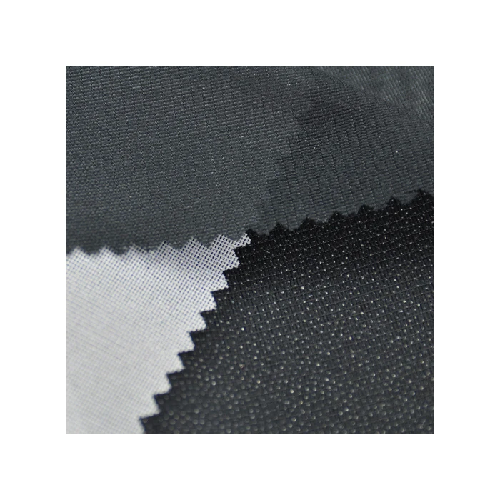 Multiple Functions 100%polyester Double Dot Coating Black Woven Interlining