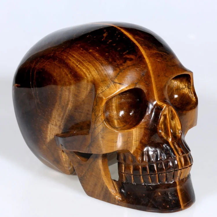 Wholesale Natural Golden Tiger Eye Stone Quartz Hand Carved Crystal Skulls  For Decoration