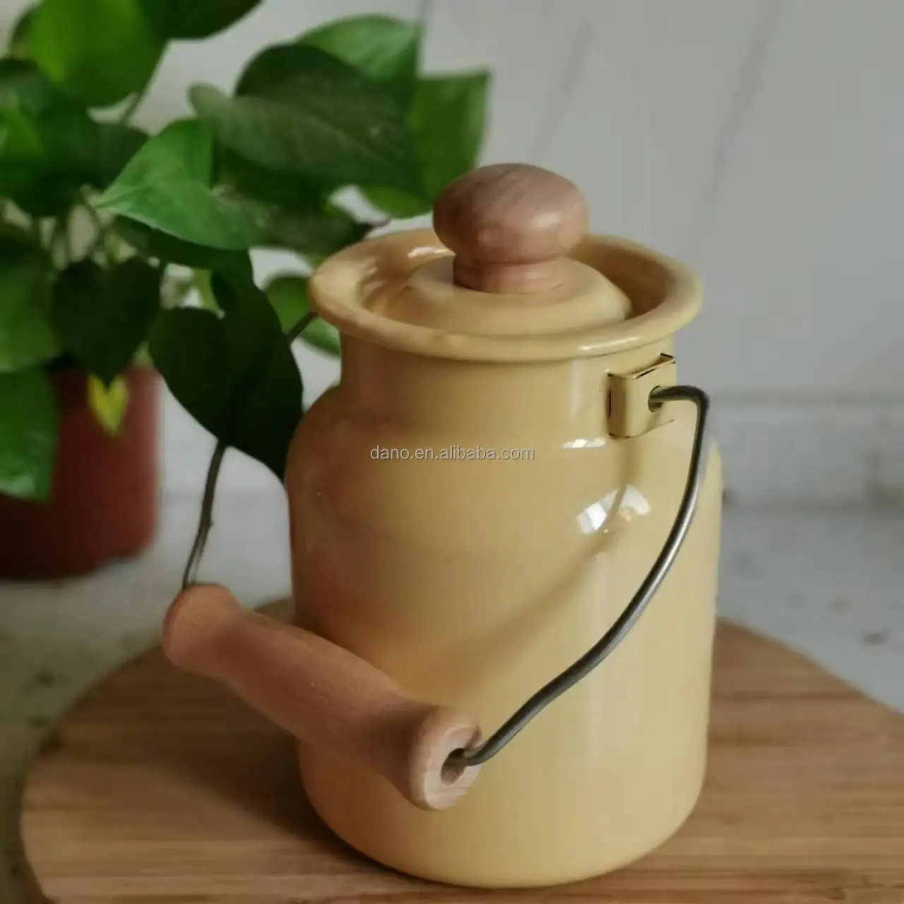 Enamel Metal Milk Bucket with Lid Wholesalers Enamel Milk Can Enamel Storage Containers Outdoor Enamelware