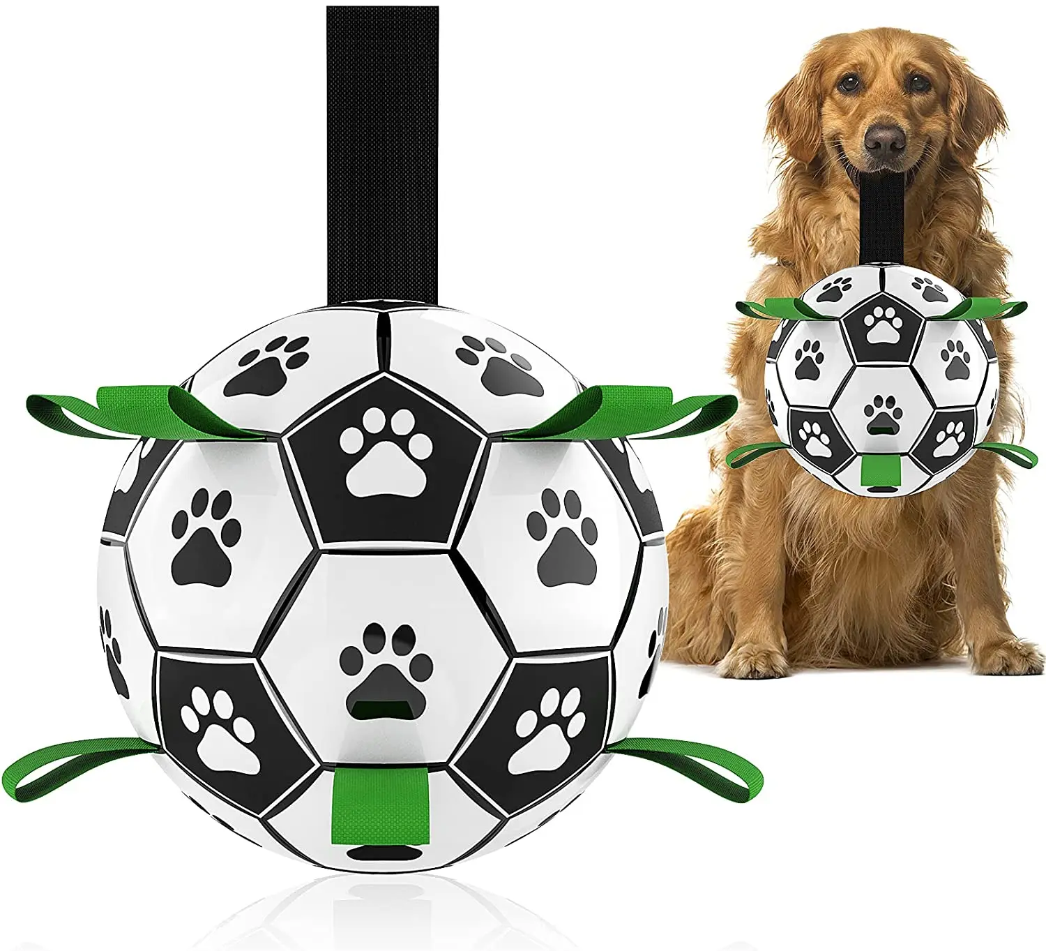 Pet Grab Tabs Dog Soccer Ball Dog Football Fun Dog Tug Toy with Easy Grab Tabs