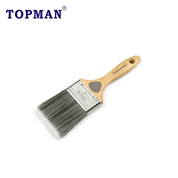 Topman 2 inch professional 100% high quality solid round taper filament laser engraved beech wood handle flat paint brush