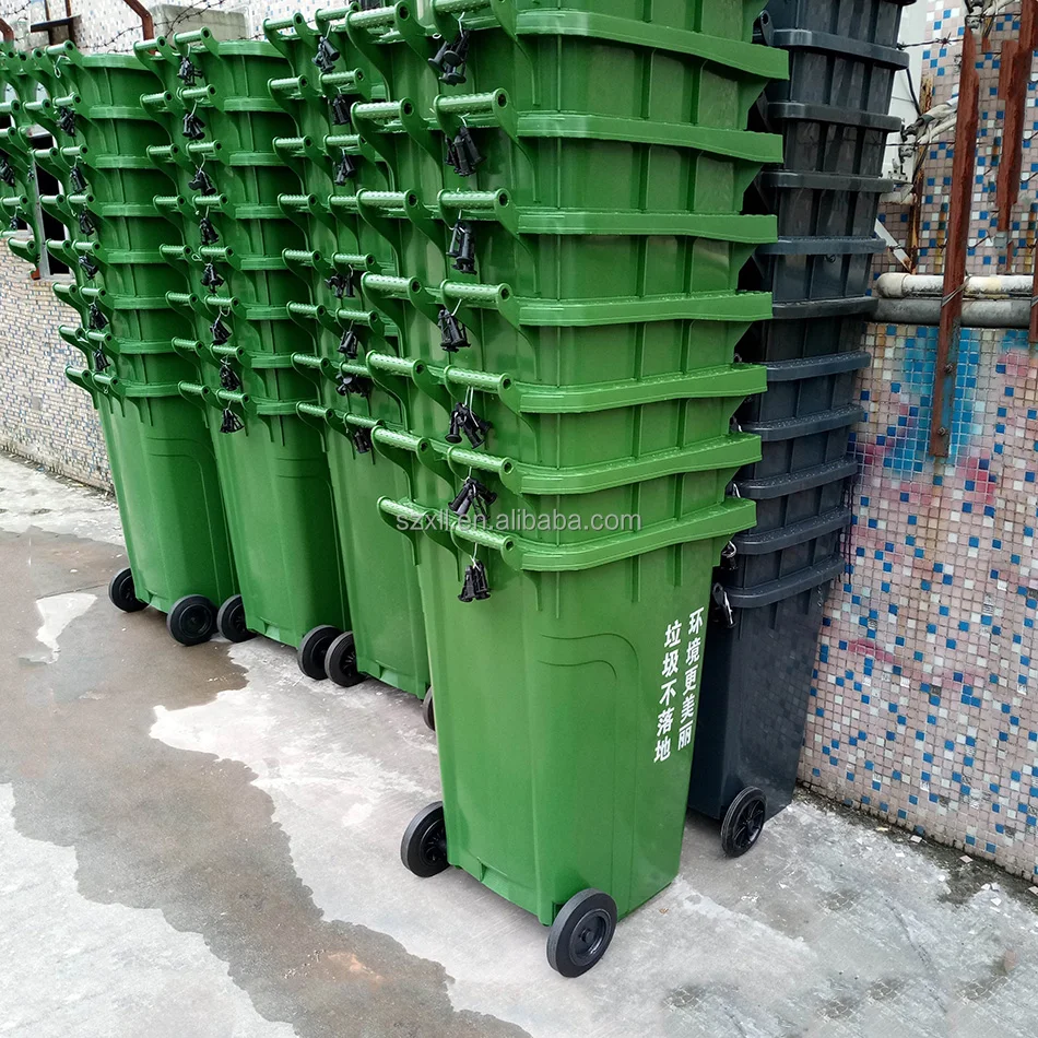 Wholesale thickened 240 liter wheeled garbage cans outdoor garbage waste bin recycle dustbin with lid