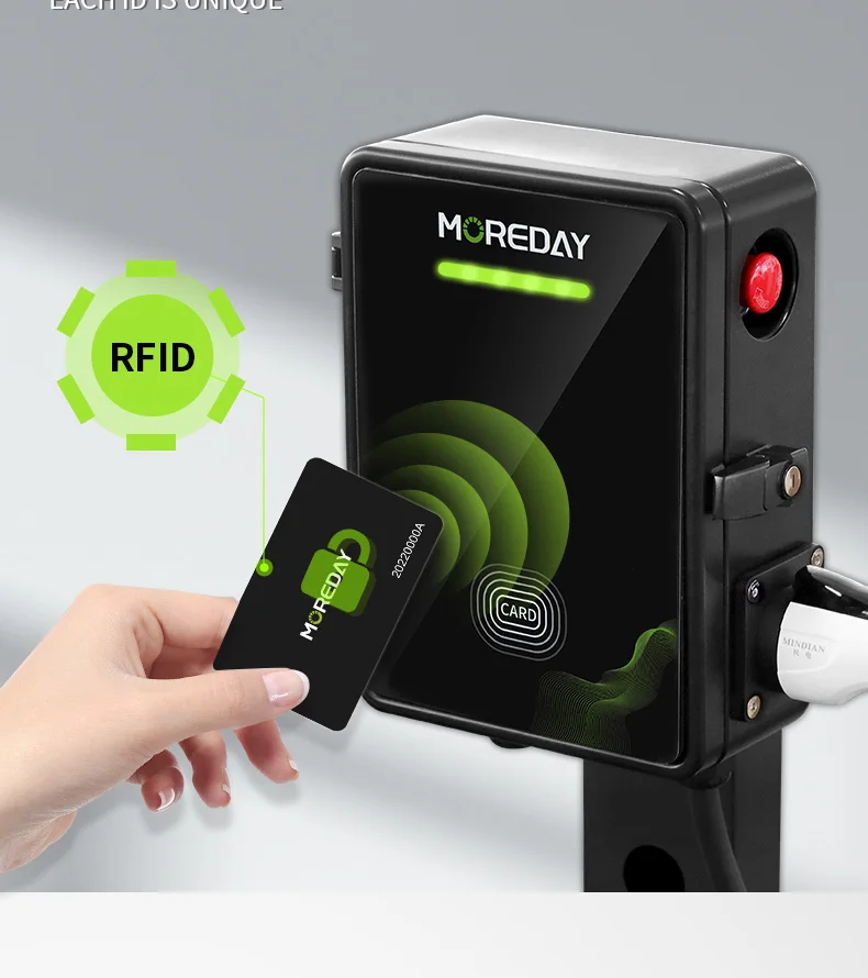 MOREDAY Wallbox Electric Car Charge Cable EV Charging Station 7kw 11kw 22kw Ev Charger Auto Key Outdoor Button Card