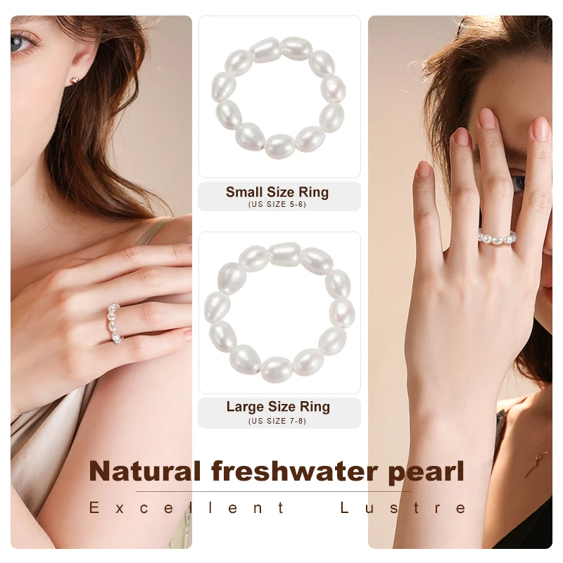 GPR-1 RINNTIN Silver 14K Gold Plated Cultured Freshwater Pearl Rings For Women Ladies