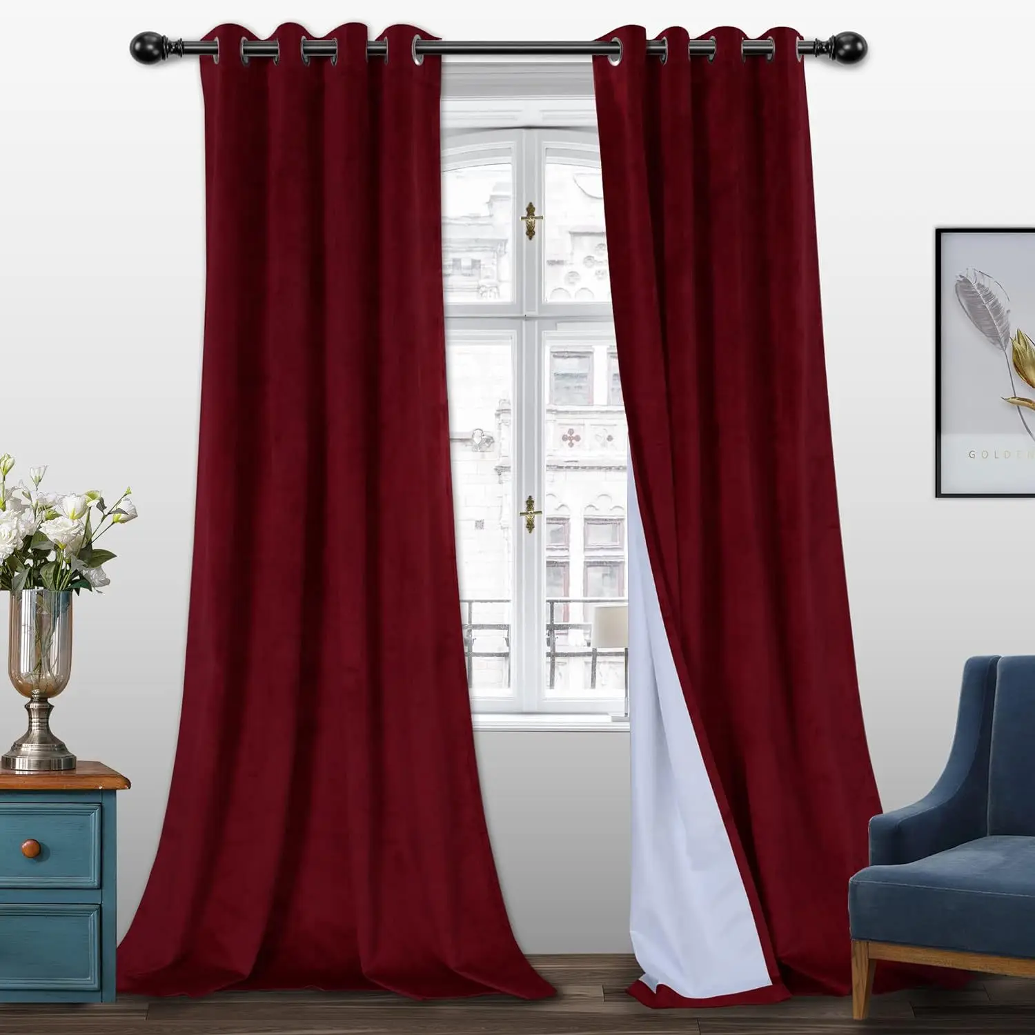 Factory Direct Home Textile Curtain Ready Made Two Layer Blackout Plush Velvet Curtain for Living Room