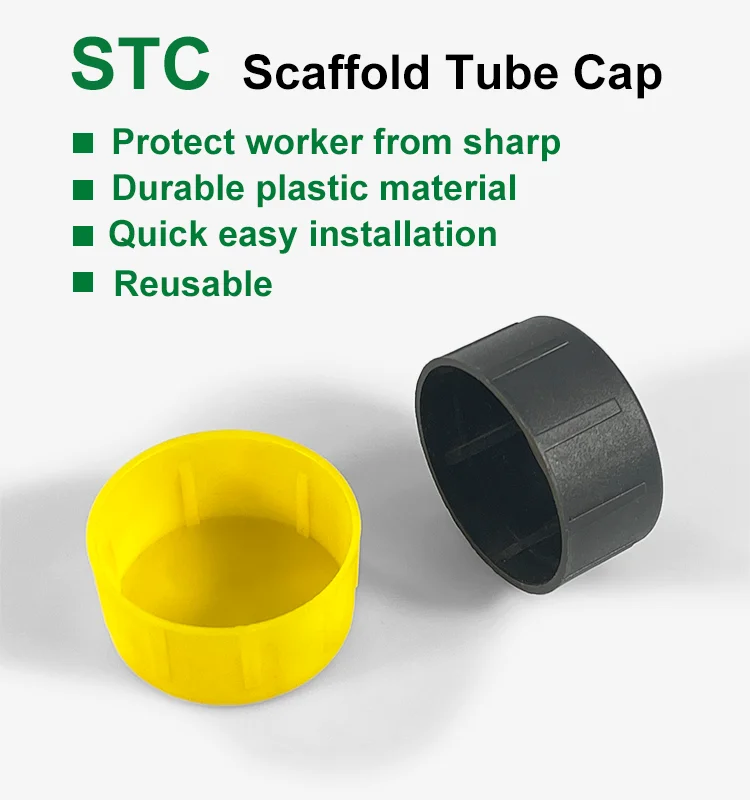 Manufacturer 48.3mm Yellow or Black Scaffold Rebar Cap Construction Material Scaffolding Tube Safety Caps Plastic Rebar Caps
