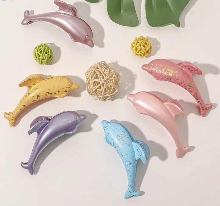 New Dolphin Shape Hair Clips Fashion Bright Plastic Hair Claw Clips Korean Hair Accessories For Girls
