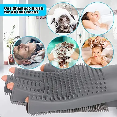 2023 New arrival easy clean soft skin silicone hair brush bathing gloves shower exfoliator bath shower glove silicone for woman