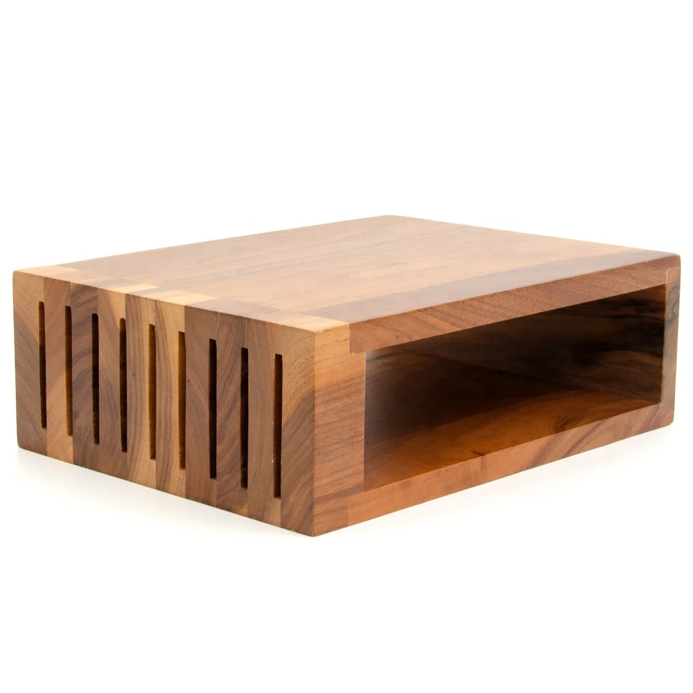 Kitchen knife accessories wood magnet knife holder wooden knife block stand wholesale acacia wood power magnetic block