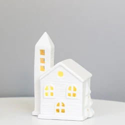 Christmas Decorative Ceramic Village houses with cutout windows for a beautiful glow led Light the perfect gift for holiday