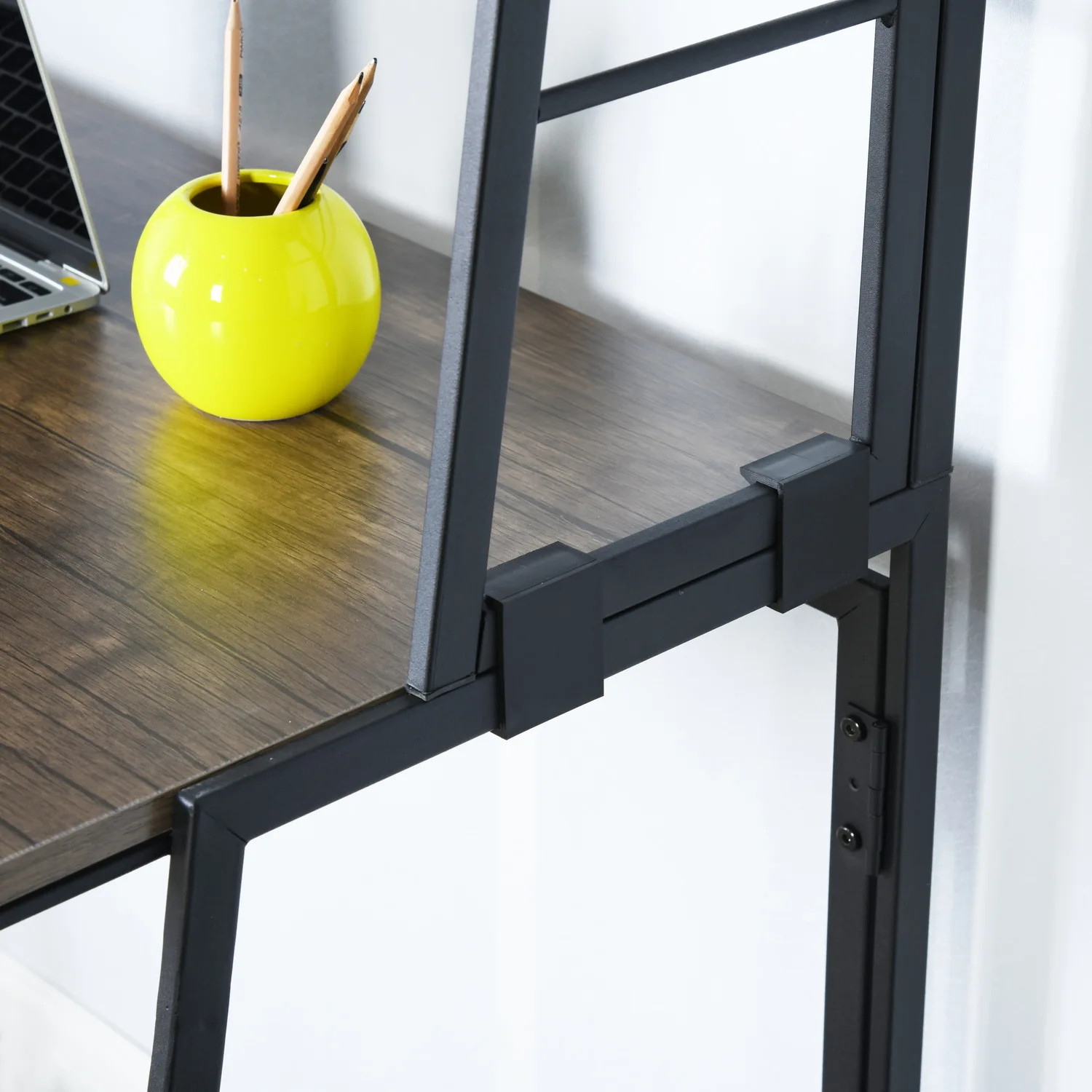 Full Assembled Portable PC Laptop Table Small Desk Space Saving Walnut Foldable Desk Folding Computer Desk with Hutch