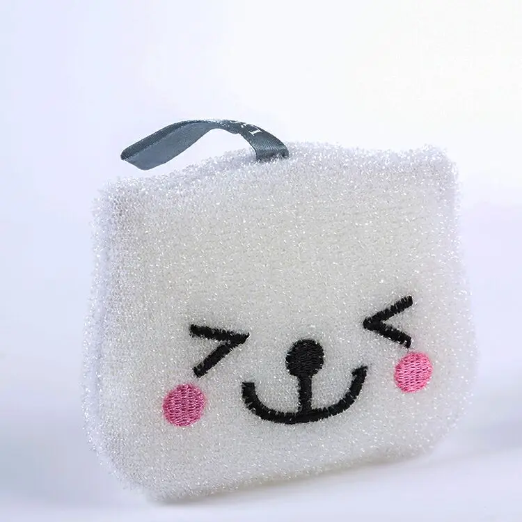 Wholesale Sponge Scoure Scrubber Popular cartoon cat dish cleaning sponge scrubber for kitchen