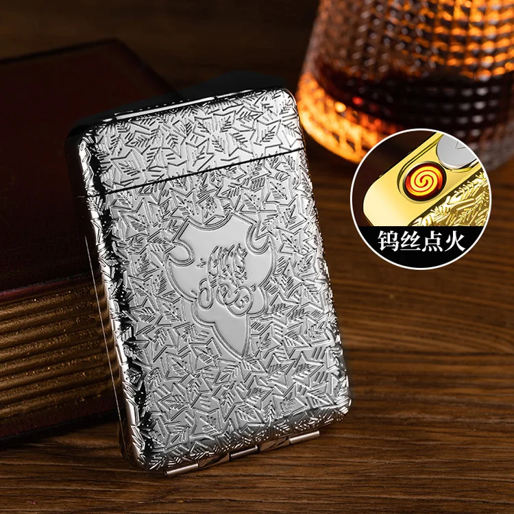 New three-open lighter cigarette case Charging lighter multi-function double cigarette case