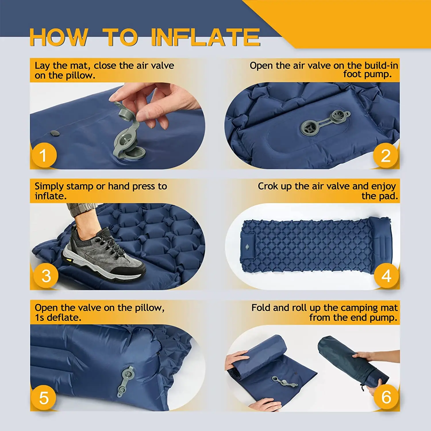 Travel Mat Car Self-inflating Mat Sleeping Pad Waterproof Foldable Outdoor Compact Camping Mat Tpu Camping Mattress Sleeping Pad