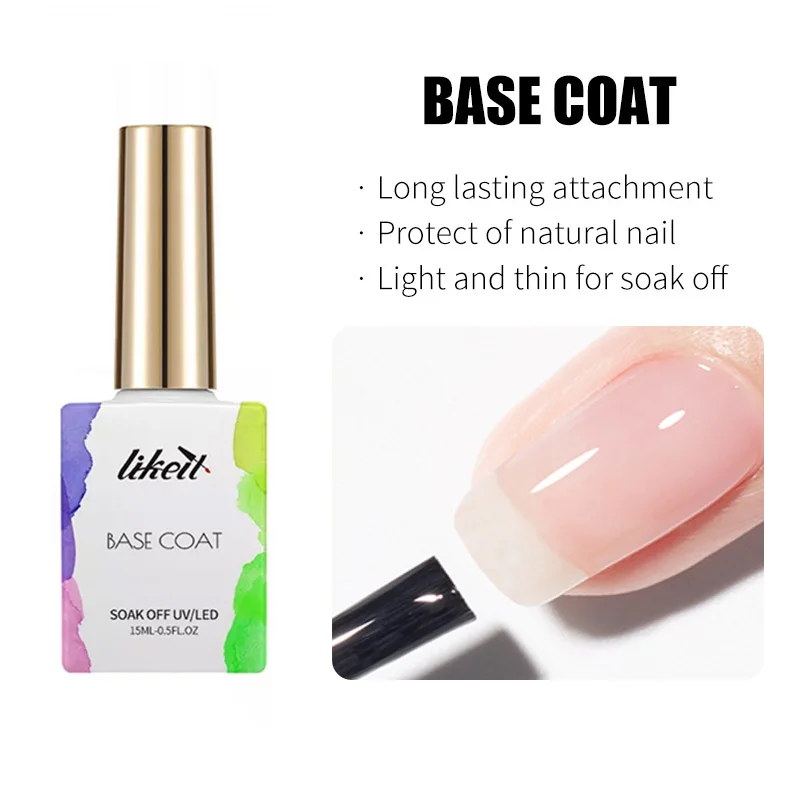 Likeit Free Samples Soak Off Base Uv Gel Varnish Transparent Nail Art Base And Top Coat Nails Gel Polish