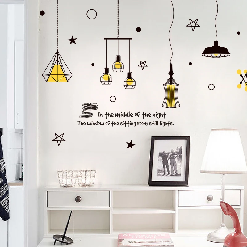 Light Art 3d Chandelier Decor Wall Stickers Creative Decal Decoration for House Home Kids Room Bathroom Kitchen Wallpaper