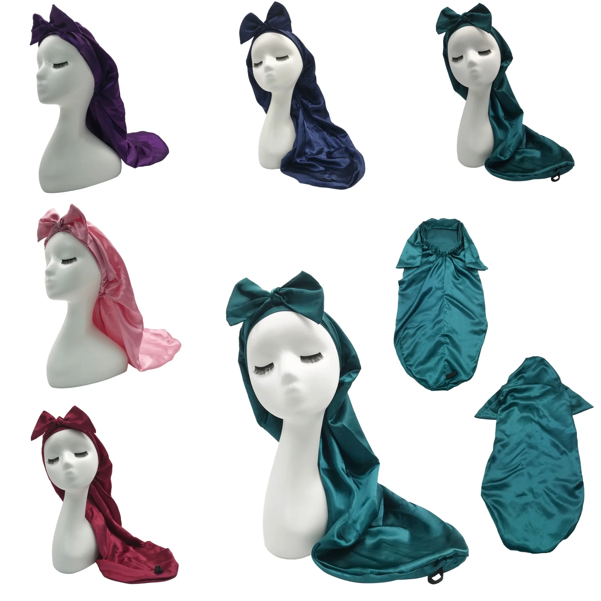 women large braid satin hair bonnets silk bonnet with tie edge band adjustable night sleep bonnet hat