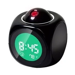 Цифровые часы-будильник с экраном Hd Mi, голосовые подсказки, термометр, функция повтора, настольный ЖК-проектор, светодиодный дисплей