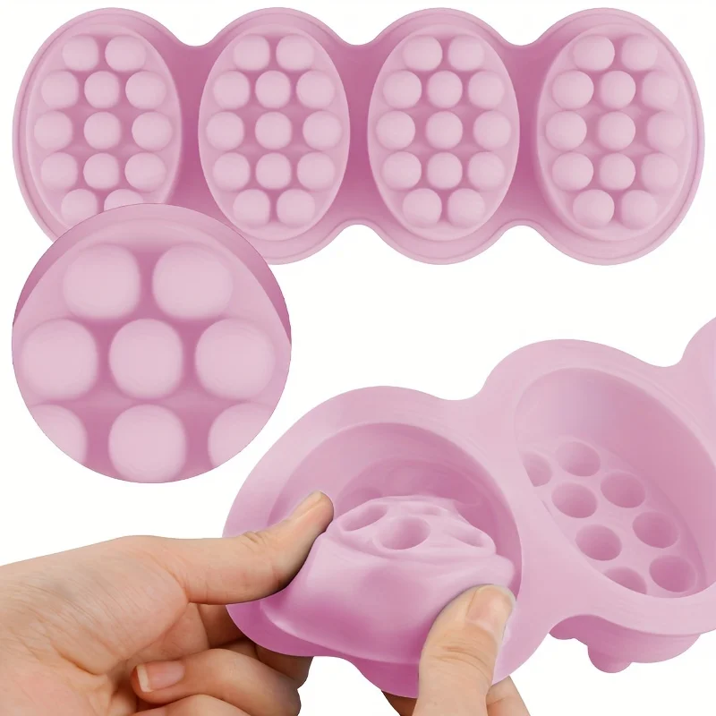 Kaijie 4-Hole Massage Soap Silicone Mold Diy Elliptical Convex Massage Handmade Soap Gift Decoration Resin Dropper Mold