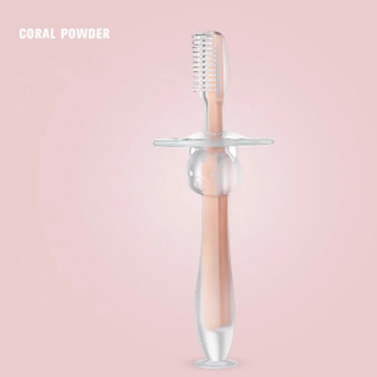 
High quality soft silicone colorful suction toothbrush baby training toothbrush baby 