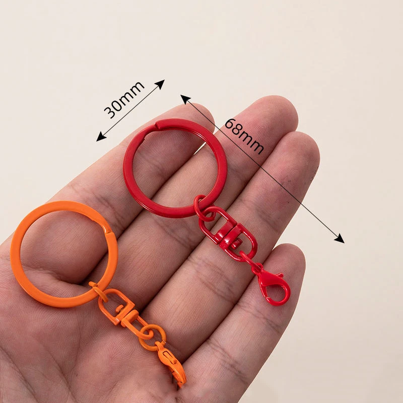 DIY Candy Color Keyring Connector Baking Paint Lobster Buckle Split Keychain Metal Key Chain Ring Accessories