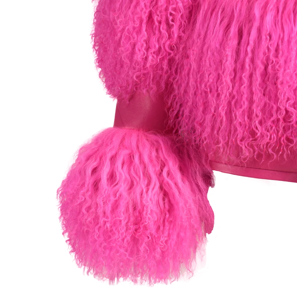 Wholesale Detachable Real Mongolian Fur Splicing with Lambskin Leather Thick Warm Long Women Fur Fluffy Coats 2024