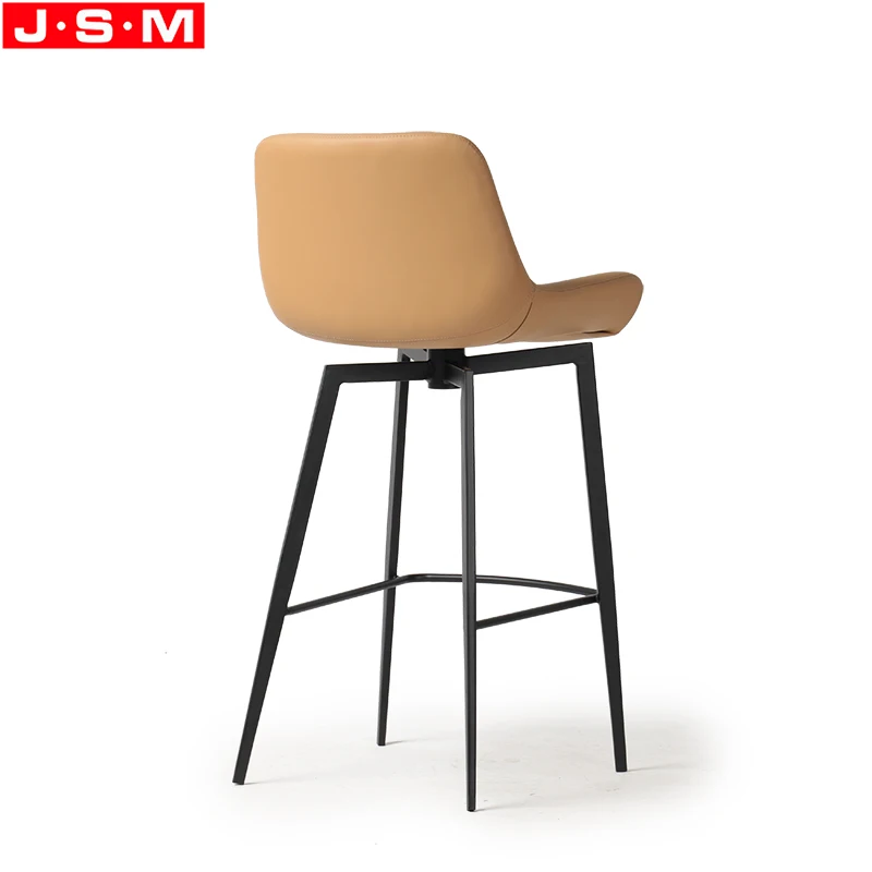 OEM Brown Color PU Upholstery Fabric Seat Metal High Legs Dining Metal Bar Chair Stool