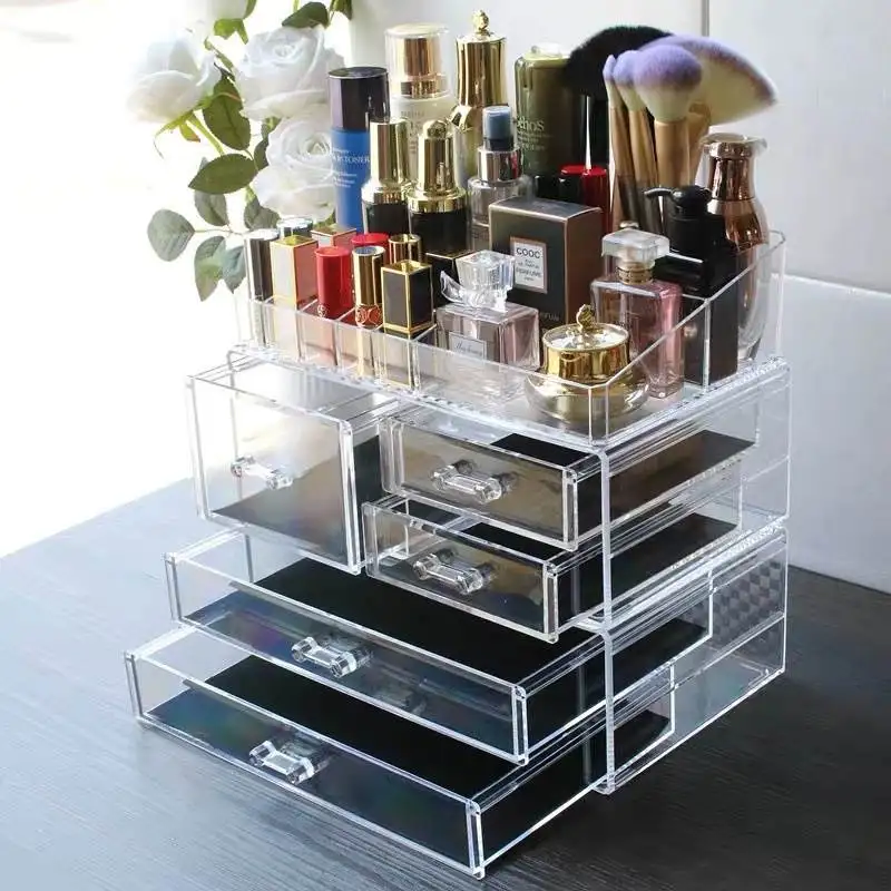 Wholesale Professional Clear Transparent Drawer Plastic Acrylic Makeup Organizer Cosmetic