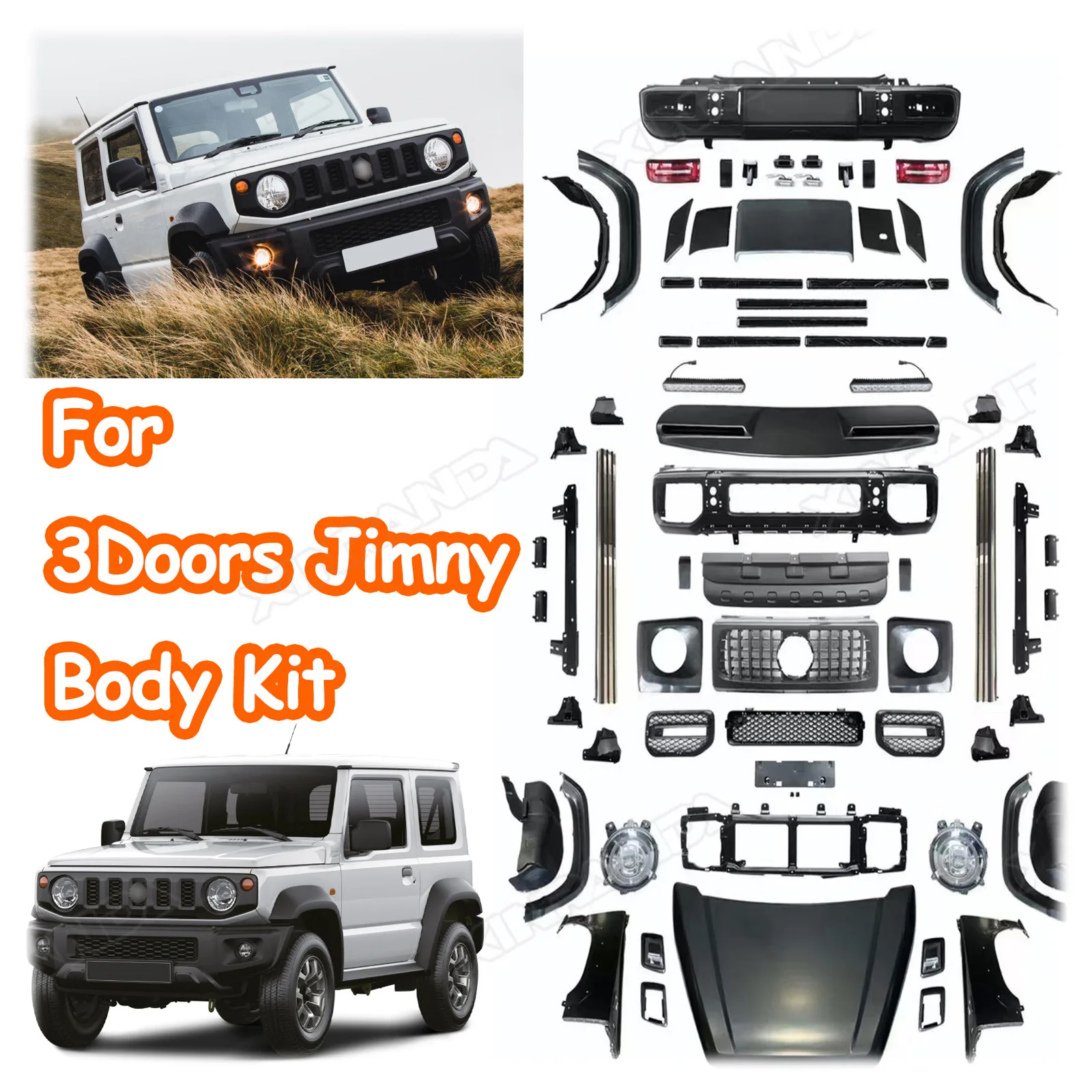 Вся распродажа Jimny 3 двери аксессуары Amg стиль обвес для Suzuki 2020 2021 2023 Jb64W Jb74W