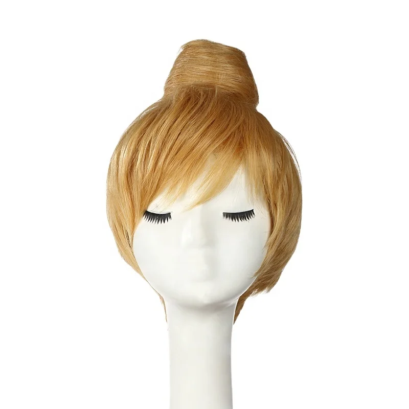 SARLA Wholesale Cheap Short Synthetic Hair American Girl Doll Wigs Blonde Bun Chignon Costume Child Bangs Wig Cosplay Wigs