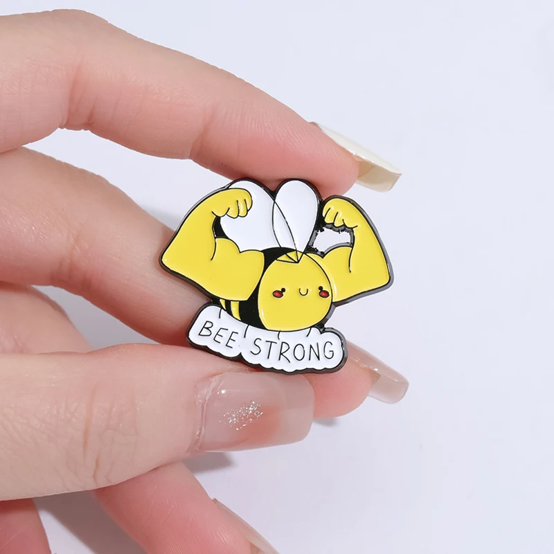 Creative Muscular Animal Enamel Brooch Funny Bee Cat Bat Image Backpack Badge Clothing Accessories Gift Jewelry for Friends