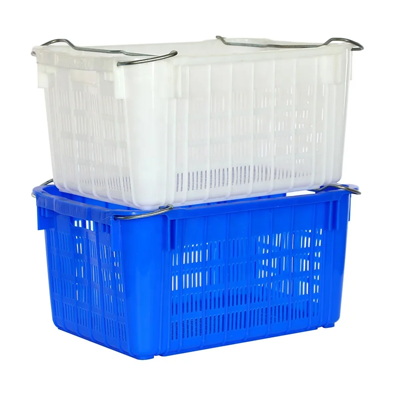 Harvest Plastic Ventilated Box Stack Nest Plastic Transport Mesh Crate Basket For Vegetable Fruit with Metal Handle