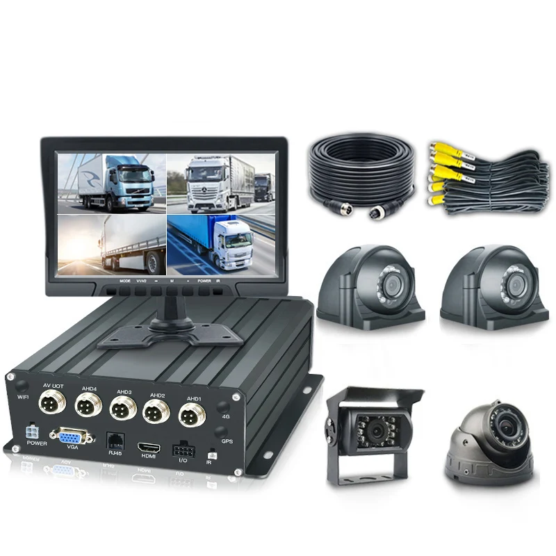Bus Truck Security Camera System 1080P H.264 4CH MDVR SSD HDD Car DVR 4 Channel Mobile CCTV Monitor Kit