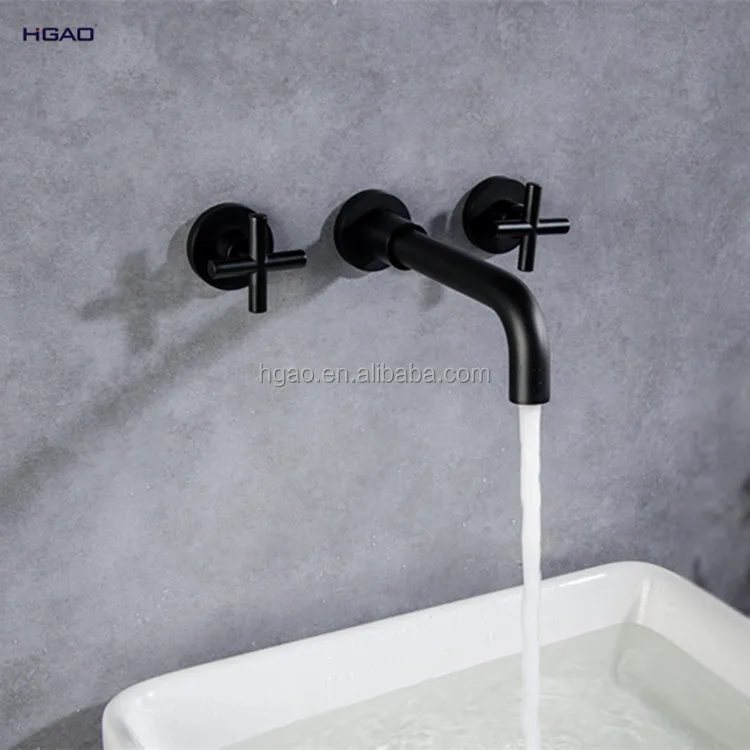 High Quality Commercial Hotel Bathroom Faucet Double Handle Brass Concealed Wall Hot Cold Basin Ceramic Direct Manufacturer