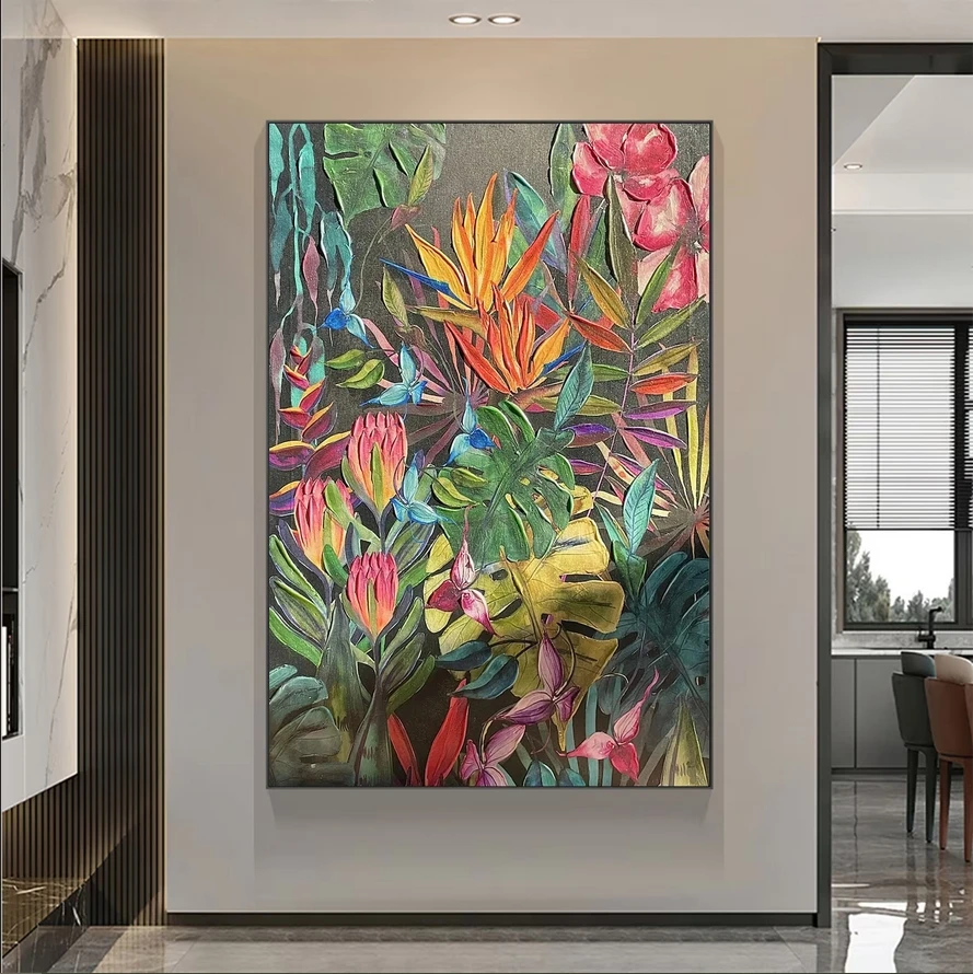 Modern Leaf Art Living Room Home Decor Abstract Custom Colorful Large Original Nature Plant oil Painting on Canvas