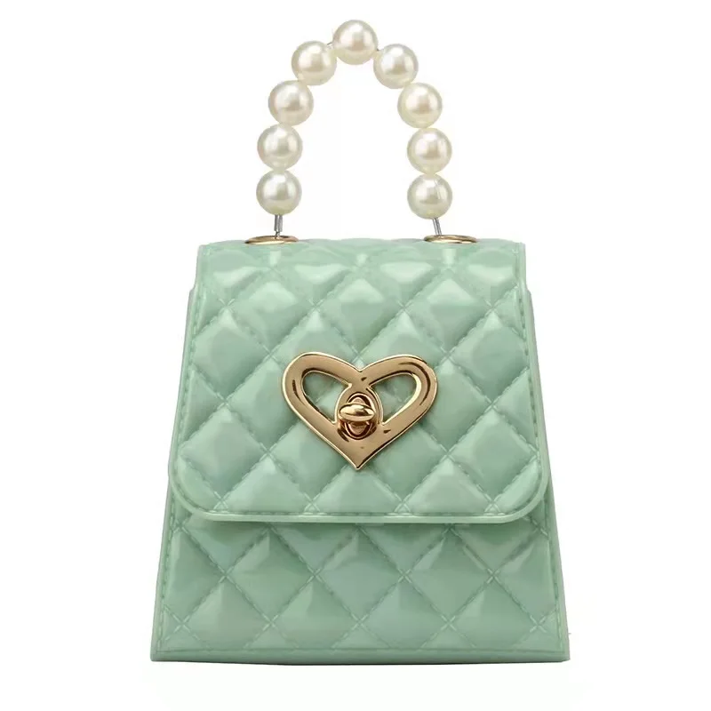 Wholesale Woman Silicone Mini Jelly Chain Ladies Bags Pearl Candy Crosschain small jelly Handbag