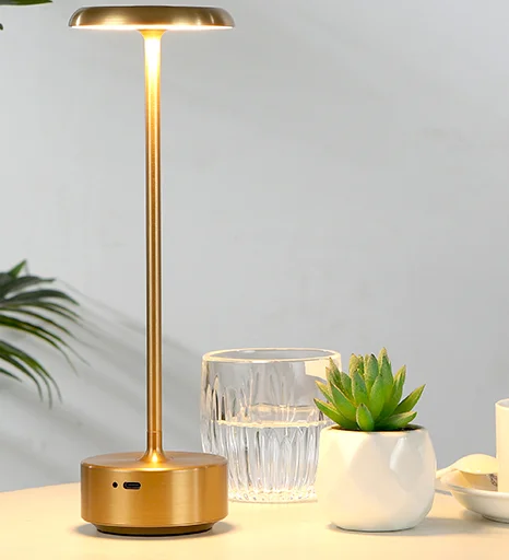 Nordic Luxury Aluminum Portable Rechargeable Battery Nightlight Led Cordless Decorative Table Lamp Cafe Hotel Simple for Bar 90