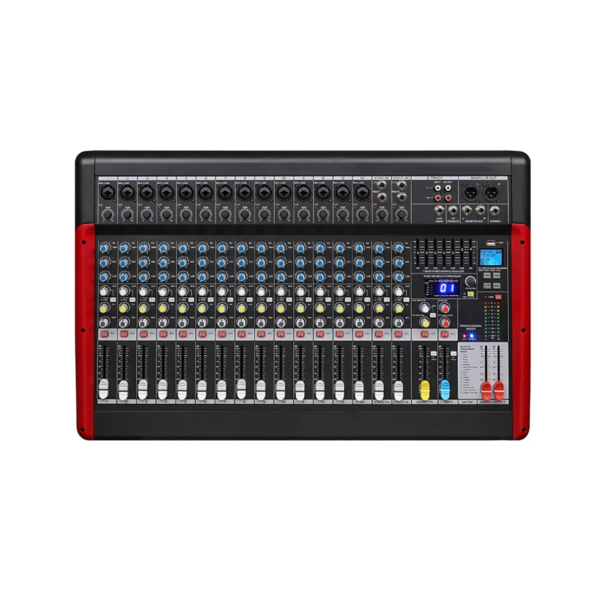 Professional 8 Mono+2 Stereo 10 Channel Audio Mixer MX-12FX Ultra Low Noise Mix Head Amp Design