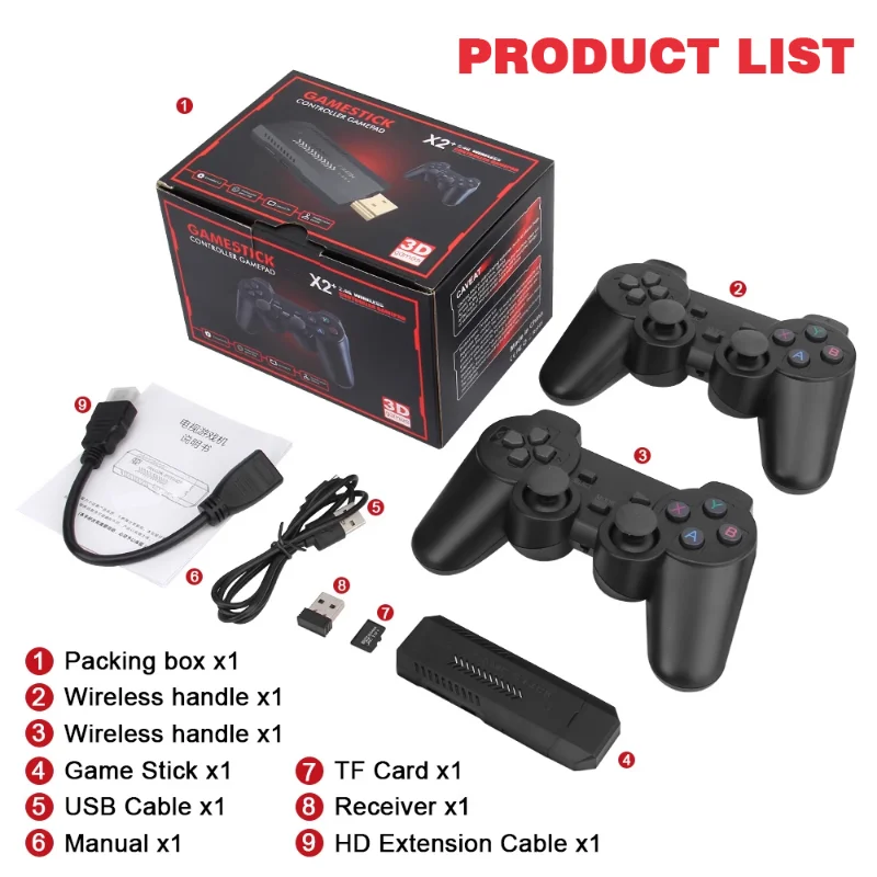 Новейший Классический игровой джойстик X2 Plus 4K выход GD10 двойной контроллер геймпад Ретро видео HD 64GB