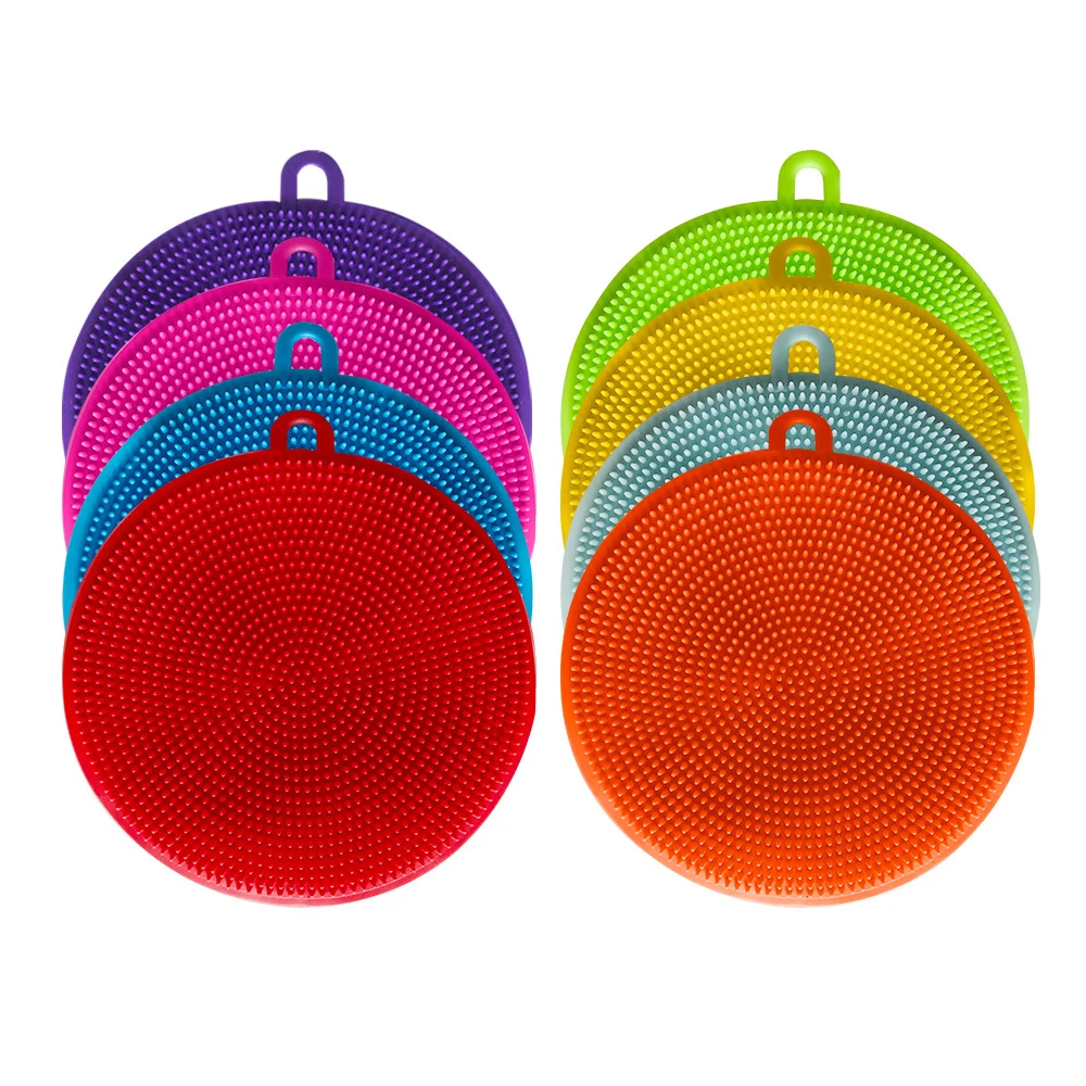 Multifunction round TPE Silicone Cleaning Brush Kitchen Accessories Dishwashing Plastic Rubber Mat Dish Cleaning Brush