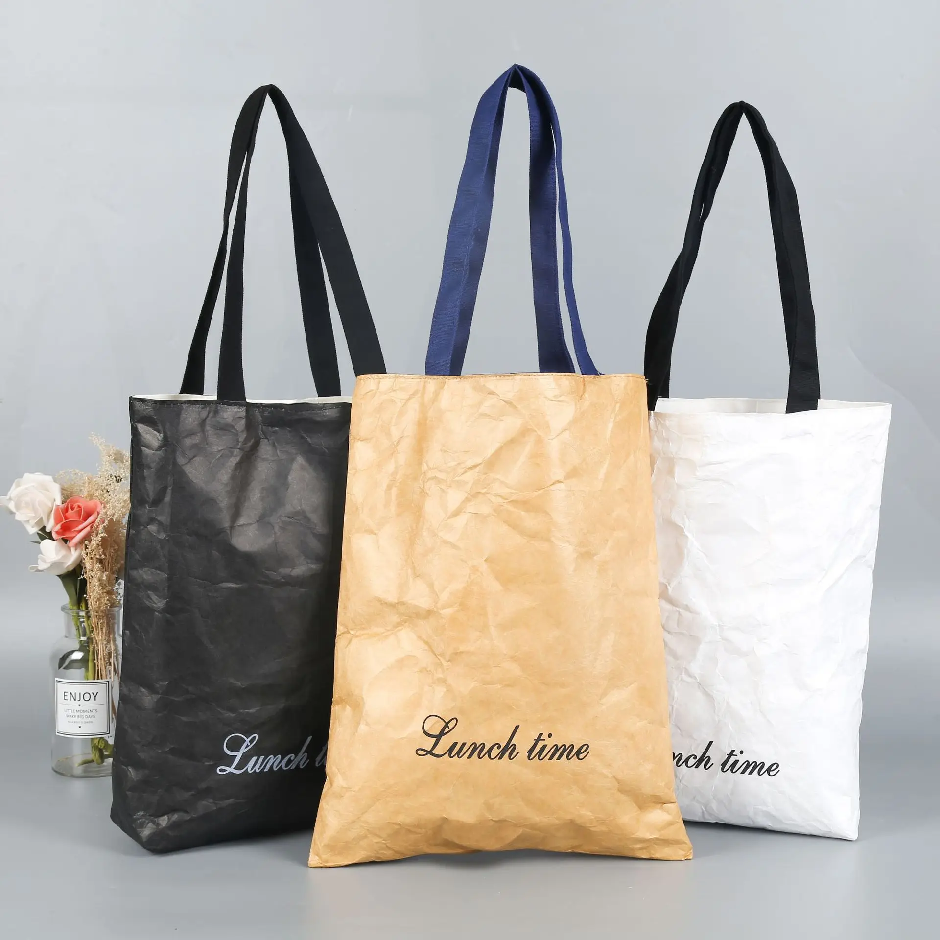 Eco Friendly Reusable Washable Womens Shopping Colorful Dupont Kraft Tyvek Paper Tote Bag With Logo