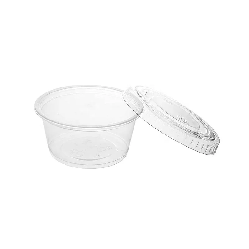 2 oz BPA Free Plastic Portion Cup with Clear Lids Disposable Jello Shots Sauce Condiment Souffle Dressing Mini Containers