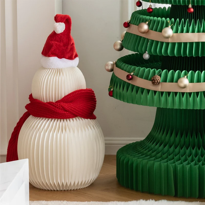 2022 NEW Christmas Snow Man With Xmas Hat And Christmas Red Scarf Folding Snow Man For Indoor Used
