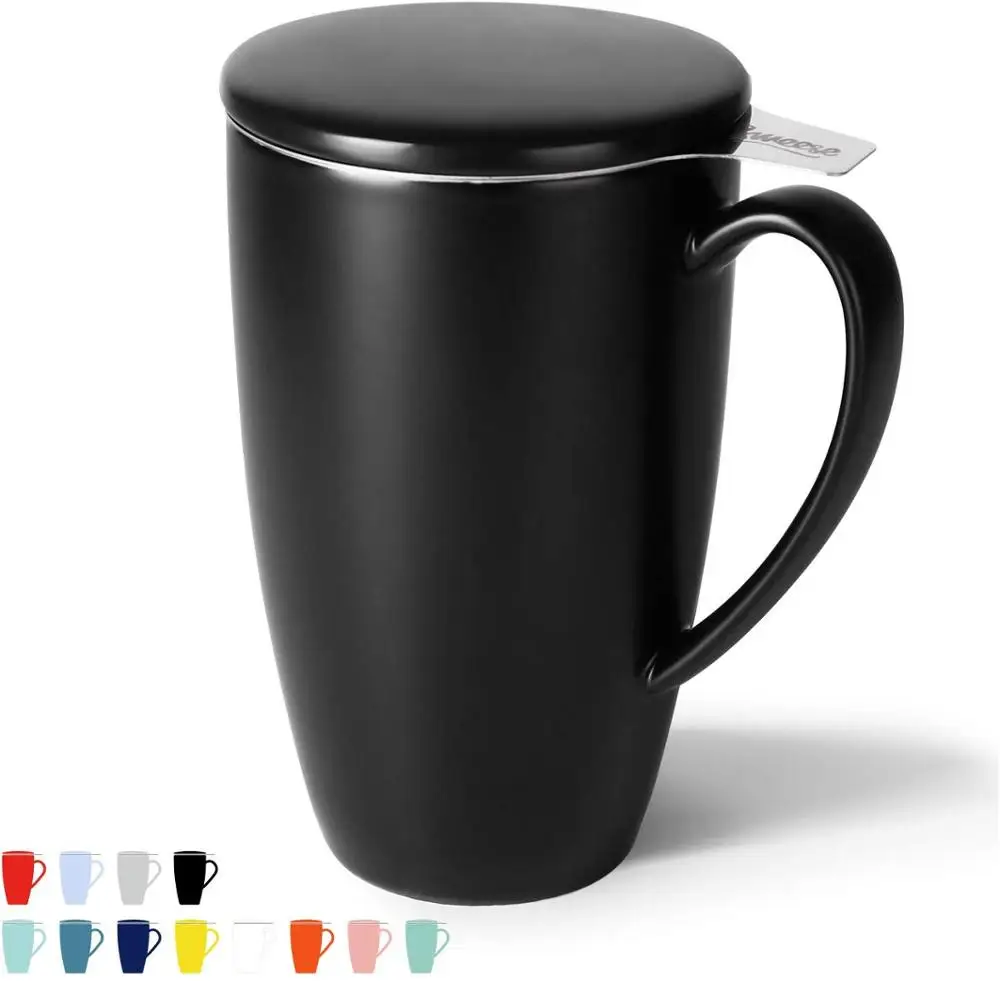 Glaze Porcelain Ceramic Coffee Mugs with Infuser and Lid Tea Cup Large Capacity Infuser for office